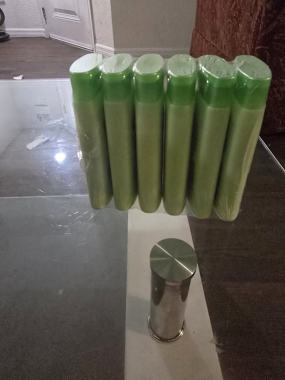 Green Decorative Cylinder Vases - Set of 6